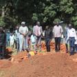 Western Equatoria State governor Alfred Futuyo Karaba and other state officials inspecting the construction of the state education ministry building in Yambio on 12 October 2021. [Photo: Radio Tamazuj]